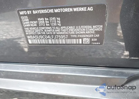 2020 BMW 3 Series M340I xDrive z USA, uszkodzony, nr VIN WBA5U9C04LFJ75957